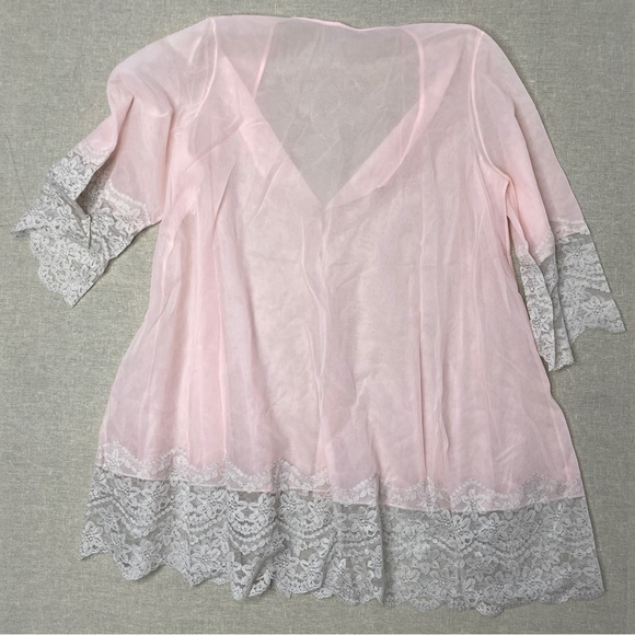Vintage Lace Duster Robe Pink Medium - Picture 7 of 9